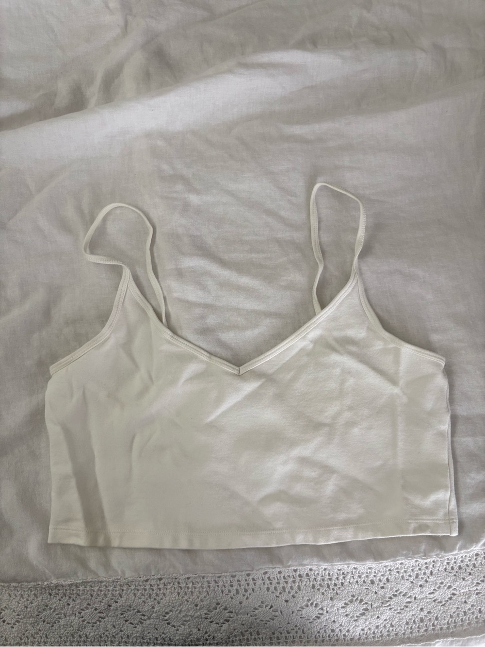Sunday Best Bright White Strappy Cami Tank Top Cropped Top Large aritzia